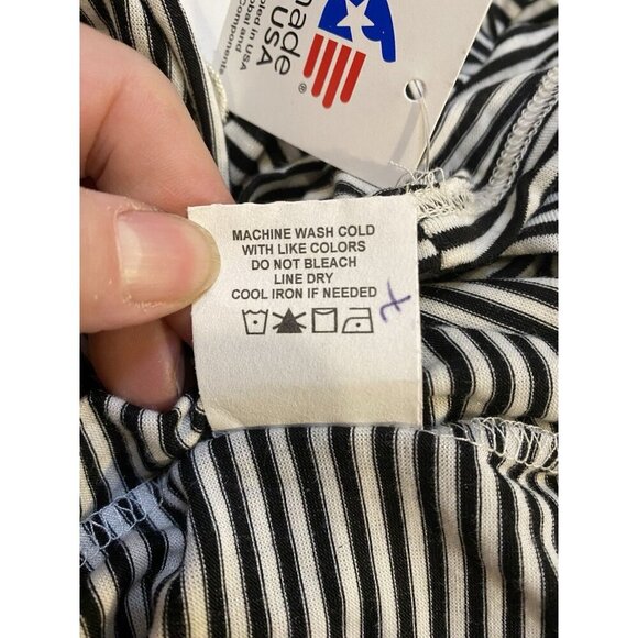 Living Doll Black And White Striped Top Women’s XL Trimmed Lacey ~ New - Picture 6 of 7